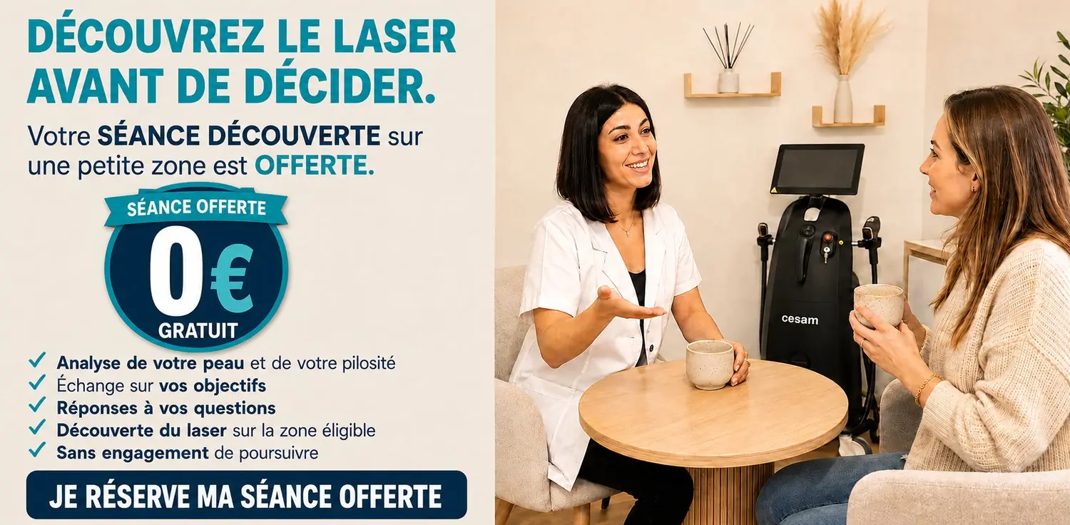 Découvrez le laser avant de décider — votre séance découverte offerte, 0€, sans engagement
